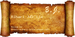 Bihari Júlia névjegykártya
